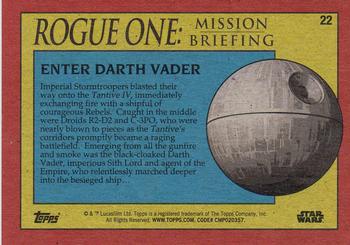 2016 Topps Star Wars Rogue One: Mission Briefing #22 Enter Darth Vader Back