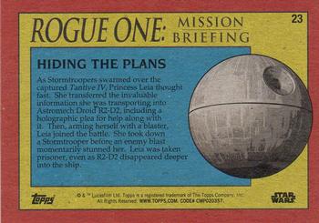 2016 Topps Star Wars Rogue One: Mission Briefing #23 Hiding the Plans Back