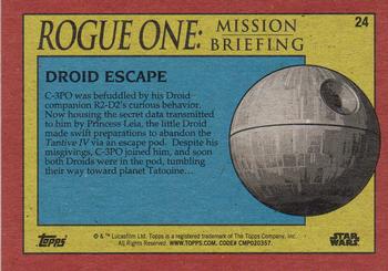 2016 Topps Star Wars Rogue One: Mission Briefing #24 Droid Escape Back