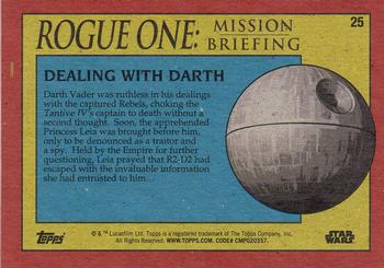 2016 Topps Star Wars Rogue One: Mission Briefing #25 Dealing with Darth Back