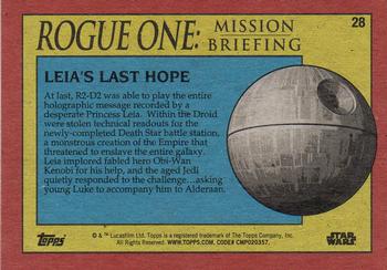 2016 Topps Star Wars Rogue One: Mission Briefing #28 Leia's Last hope Back