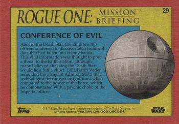 2016 Topps Star Wars Rogue One: Mission Briefing #29 Conference of Evil Back
