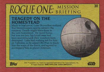 2016 Topps Star Wars Rogue One: Mission Briefing #30 Tragedy on the Homestead Back