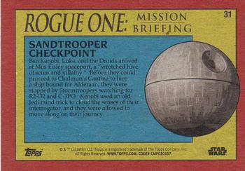 2016 Topps Star Wars Rogue One: Mission Briefing #31 Sandtrooper Checkpoint Back