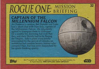 2016 Topps Star Wars Rogue One: Mission Briefing #32 Captain of the Millennium Falcon Back