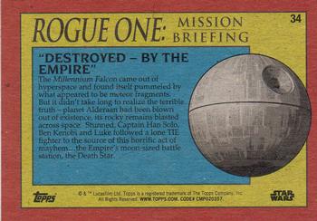 2016 Topps Star Wars Rogue One: Mission Briefing #34 Destroyed – By the Empire Back