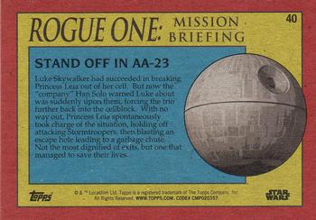 2016 Topps Star Wars Rogue One: Mission Briefing #40 Stand off in AA-23 Back