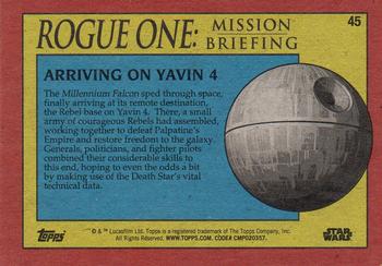 2016 Topps Star Wars Rogue One: Mission Briefing #45 Arriving on Yavin IV Back