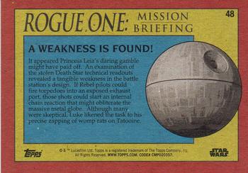 2016 Topps Star Wars Rogue One: Mission Briefing #48 A weakness is found! Back