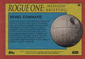 2016 Topps Star Wars Rogue One: Mission Briefing #56 Rebel Command Back