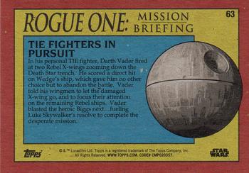 2016 Topps Star Wars Rogue One: Mission Briefing #63 TIE Fighters in Pursuit Back