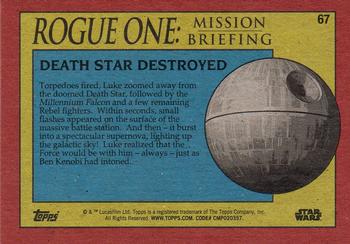 2016 Topps Star Wars Rogue One: Mission Briefing #67 Death Star Destroyed Back