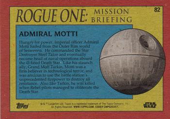 2016 Topps Star Wars Rogue One: Mission Briefing #82 Admiral Motti Back
