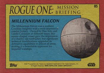 2016 Topps Star Wars Rogue One: Mission Briefing #85 Millennium Falcon Back