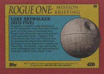 2016 Topps Star Wars Rogue One: Mission Briefing #86 Luke Skywalker (Red Five) Back