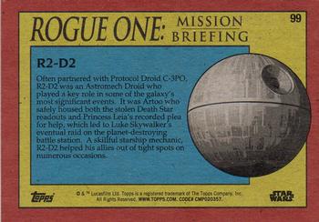 2016 Topps Star Wars Rogue One: Mission Briefing #99 R2-D2 Back