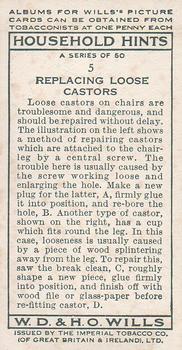 1936 Wills's Household Hints #5 Replacing Loose Castors Back