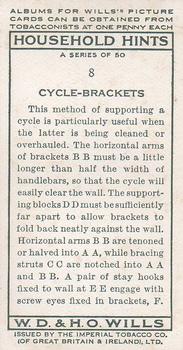 1936 Wills's Household Hints #8 Cycle-Brackets Back