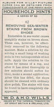 1936 Wills's Household Hints #42 Removing Sea-Water Stains from Brown Shoes Back