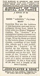 1938 Player's Aircraft of the Royal Air Force #29 Saro 