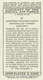 1938 Player's Aircraft of the Royal Air Force #41 Airspeed Unnamed Radio-Controlled Target Aircraft Back