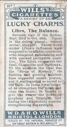 1923 Wills's Lucky Charms #7 Libra, The Balance. Back