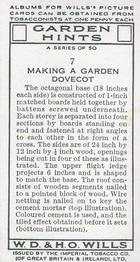 1938 Wills's Garden Hints #7 Making a Garden Dovecot Back
