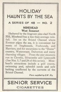 1938 Senior Service Holiday Haunts by the Sea #2 Minehead Back