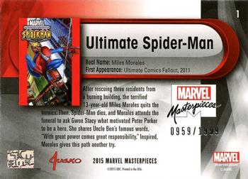 2016 Upper Deck Marvel Masterpieces #1 Ultimate Spider-Man Back