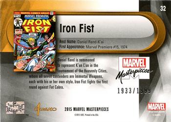 2016 Upper Deck Marvel Masterpieces #32 Iron Fist Back