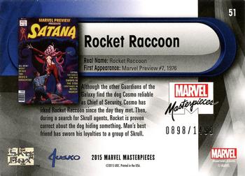 2016 Upper Deck Marvel Masterpieces #51 Rocket Raccoon Back