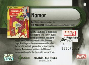 2016 Upper Deck Marvel Masterpieces #58 Namor Back