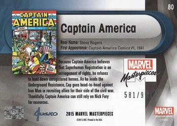 2016 Upper Deck Marvel Masterpieces #80 Captain America Back