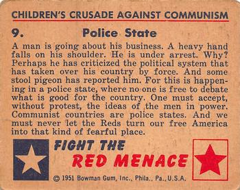 1951 Bowman (Fight the) Red Menace (R701-12) #9 Police State Back