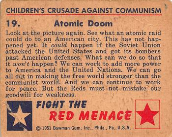 1951 Bowman (Fight the) Red Menace (R701-12) #19 Atomic Doom Back