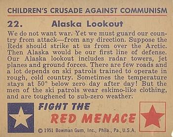 1951 Bowman (Fight the) Red Menace (R701-12) #22 Alaska Lookout Back