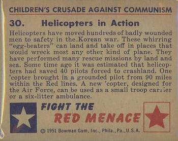 1951 Bowman (Fight the) Red Menace (R701-12) #30 Helicopters in Action Back
