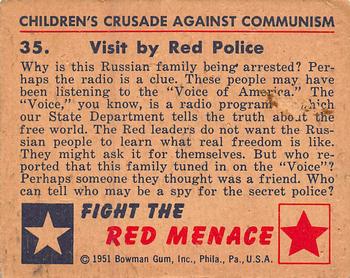 1951 Bowman (Fight the) Red Menace (R701-12) #35 Visit by Red Police Back