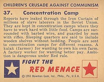 1951 Bowman (Fight the) Red Menace (R701-12) #37 Concentration Camp Back