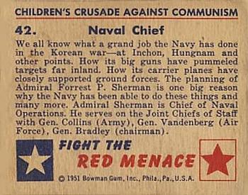 1951 Bowman (Fight the) Red Menace (R701-12) #42 Naval Chief Back