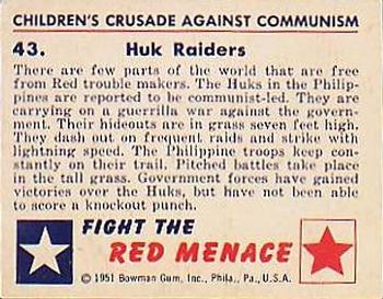 1951 Bowman (Fight the) Red Menace (R701-12) #43 Huk Raiders Back