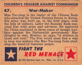 1951 Bowman (Fight the) Red Menace (R701-12) #47 War-Maker Back