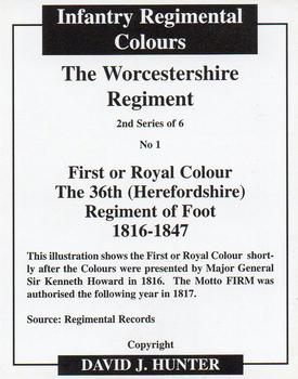 2007 Regimental Colours : The Worcestershire Regiment 2nd Series #1 First or Royal Colour 36th Foot 1816-1847 Back