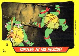 1990 Topps Ireland Ltd Teenage Mutant Hero Turtles - Stickers #8 Turtles to the Rescue! Front
