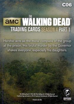 2016 Cryptozoic The Walking Dead Season 4: Part 1 - Character Bios #C06 Hershel Greene Back
