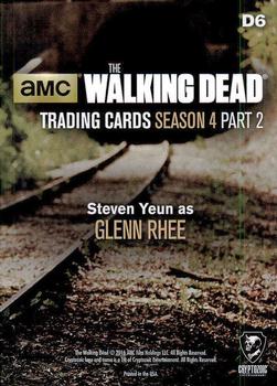 2016 Cryptozoic The Walking Dead Season 4: Part 2 - Posters #D6 Glenn Rhee Back