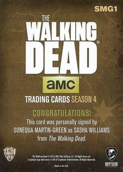 2016 Cryptozoic The Walking Dead Season 4: Part 2 - Autographs #SMG1 Sonequa Martin-Green Back