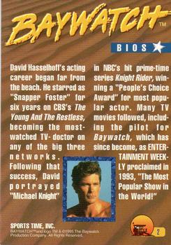 1995 Sports Time Baywatch #2 David Hasselhoff's Acting Career Began Back