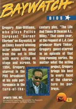 1995 Sports Time Baywatch #5 Gregory Alan-Williams Back