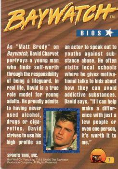 1995 Sports Time Baywatch #7 As Matt Brody on Baywatch Back